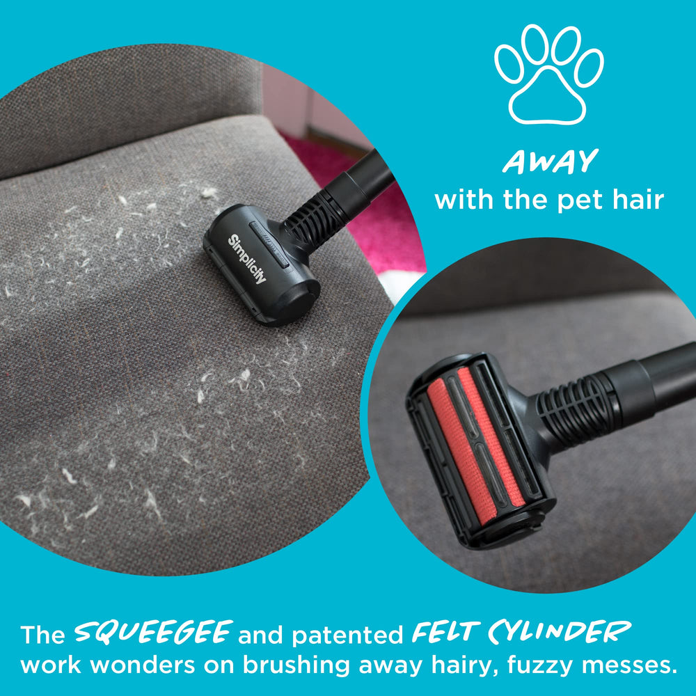 Simplicity Vacuums SPET-Tool self-cleaning feature simplifies fur disposal.