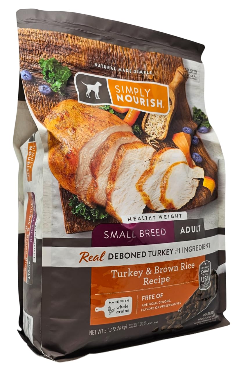 SIMPLY NOURISH healthy weight dog food bowl image demonstrating convenient feeding for small dogs.