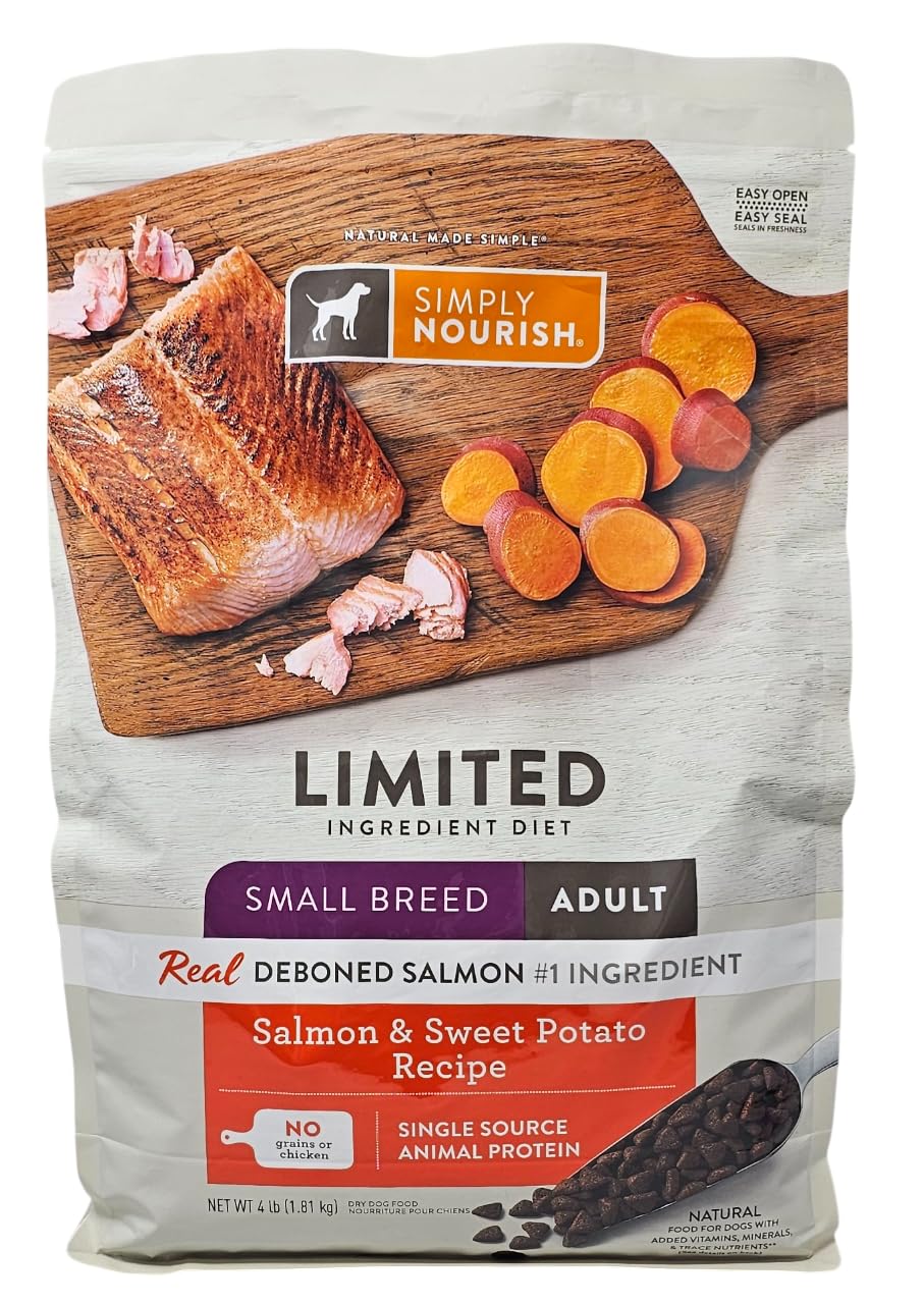 SIMPLY NOURISH small-breed salmon bag ready for easy cabinet storage