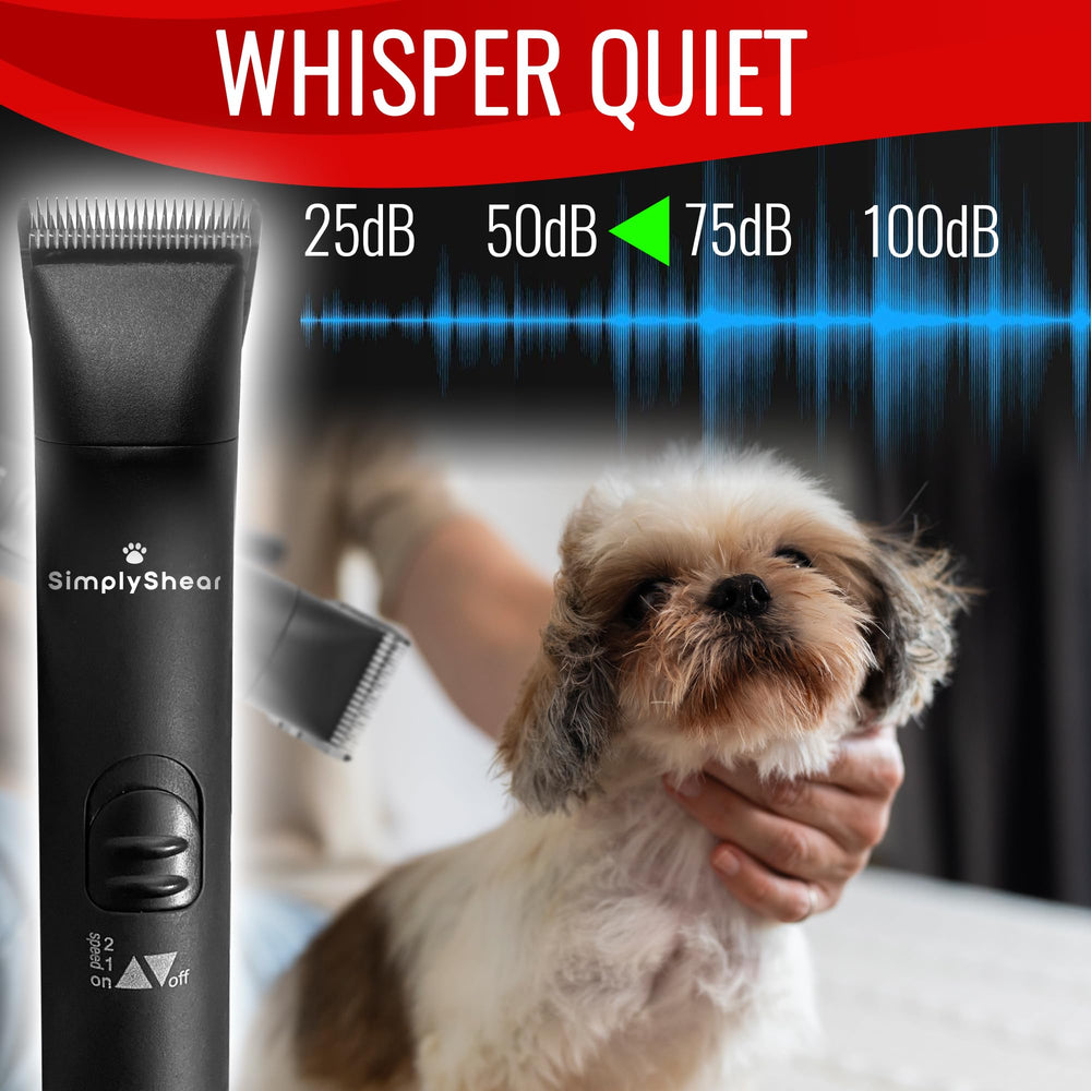SIMPLYSHEAR SS200 quiet operation reduces pet stress during grooming.