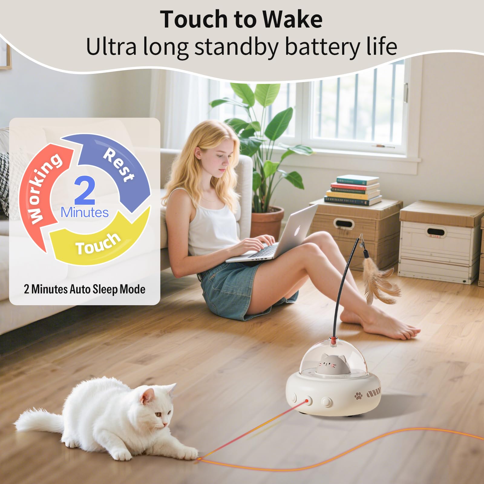 Simxihong laser cat toy battery-life shot hints at long play between charges.