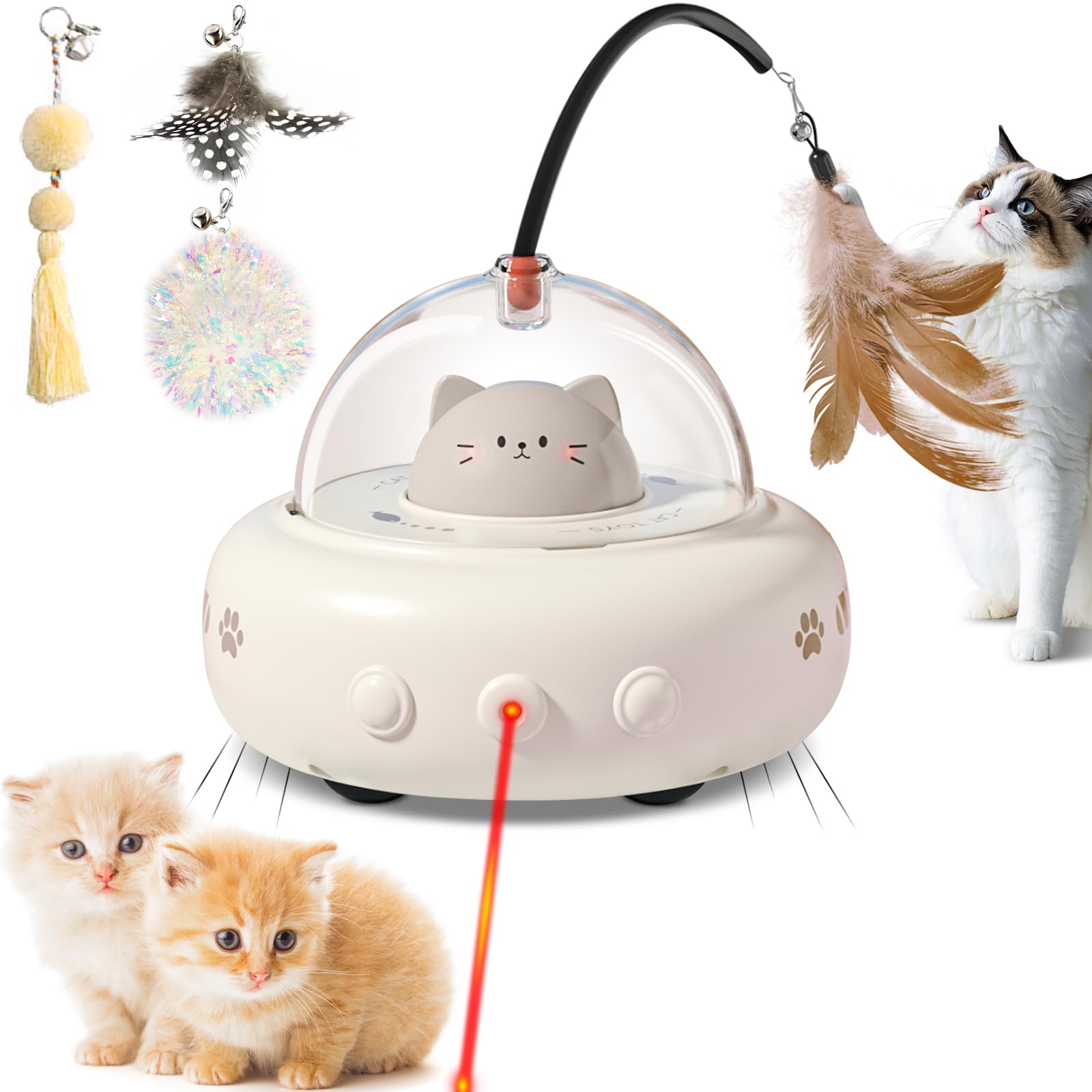 Simxihong laser cat toy front view shows a compact, indoor-friendly design for engaging play.