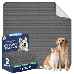 Sinotalent washable dog pee pad pack 2 in dark grey 18x24 protects floors