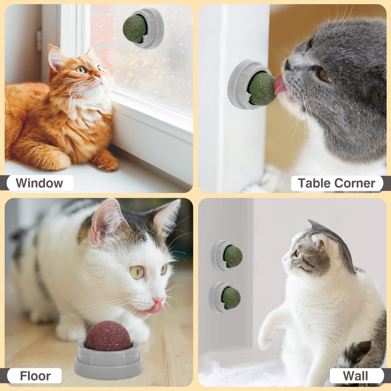 SINROBO catnip balls being chewed to support dental-friendly play.