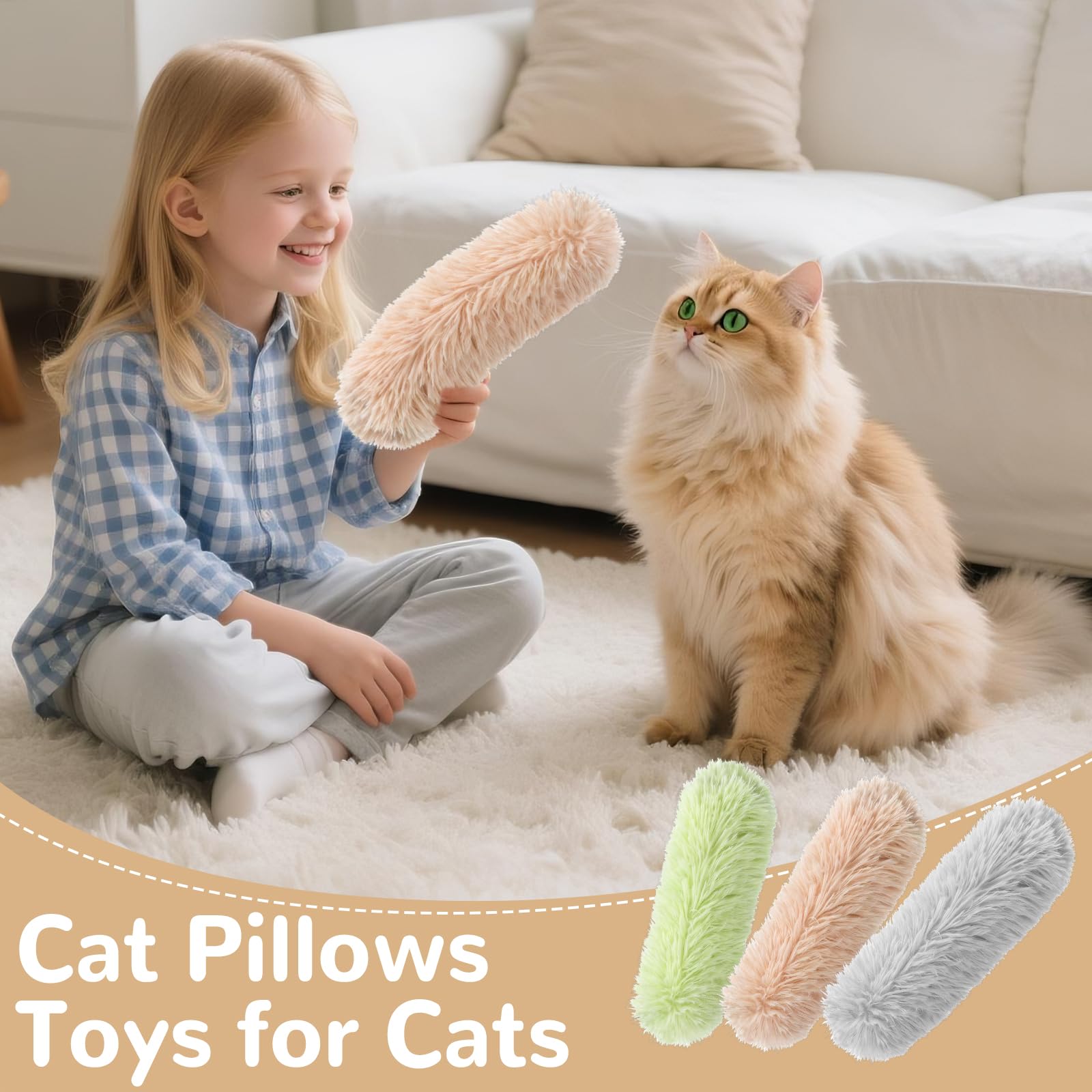 SINROBO interactive pillow trio—three-color set encourages shared play in multi-cat homes
