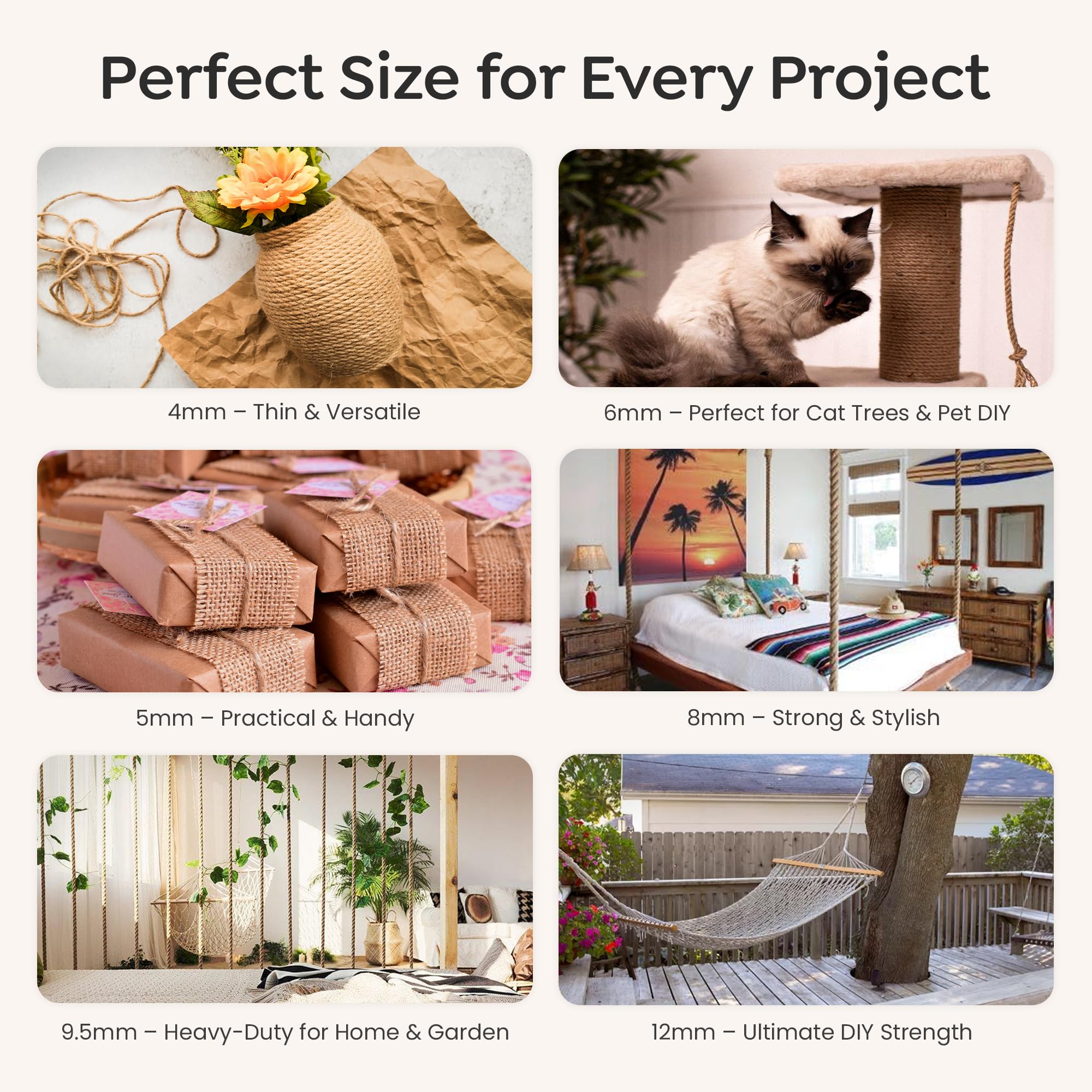 SISALANA natural fiber rope ideal for plant hangers and DIY crafts.