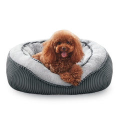 SIWA MARY dog bed with gray flannel exterior offers cozy warmth for pets.