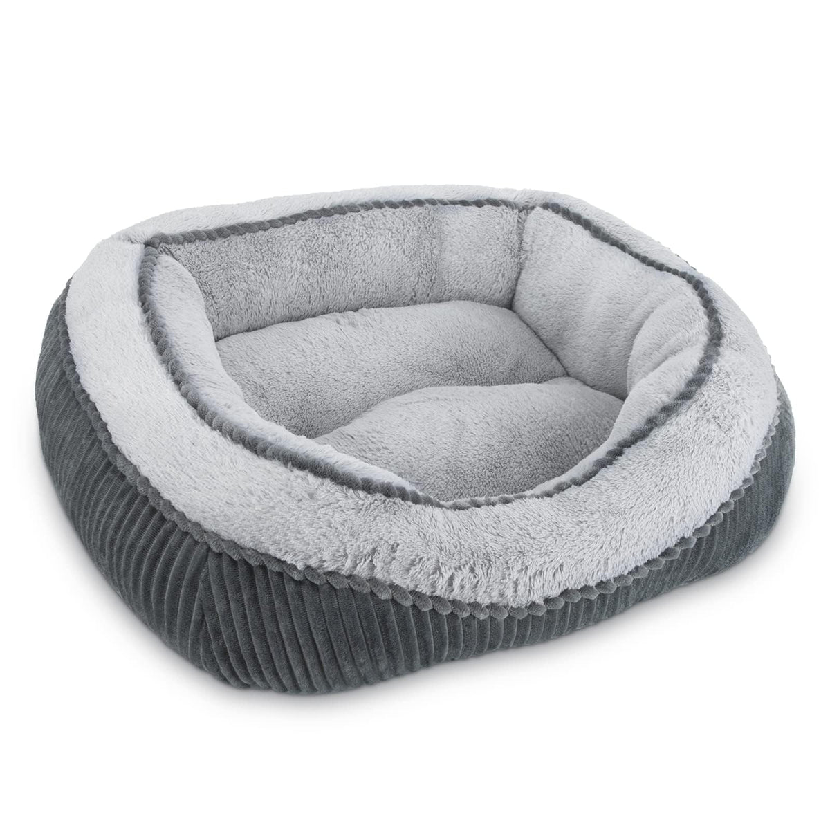 SIWA MARY dog bed gray stripes exterior offers cozy lounging and style
