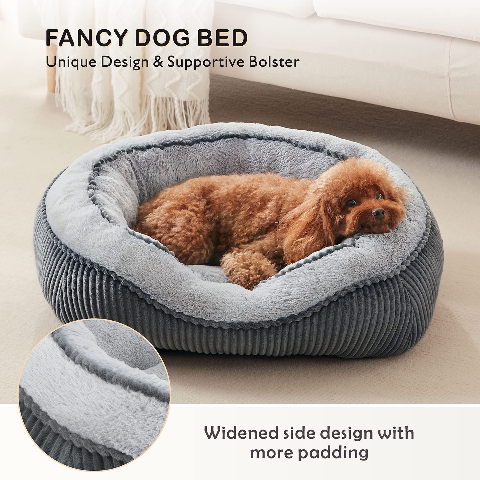 SIWA MARY dog bed PV fleece interior provides plush comfort for restful naps.