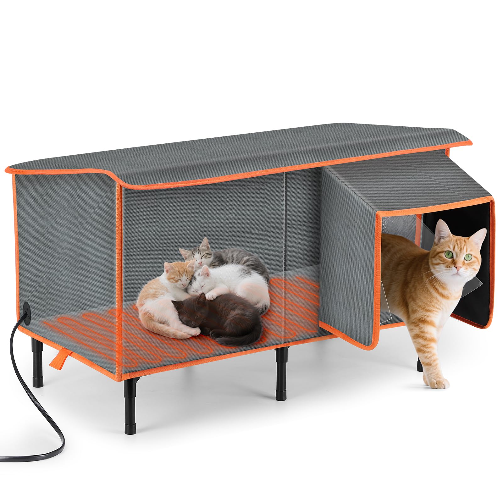 SIWA MARY heated cat house outdoors with warm shelter for cold days.