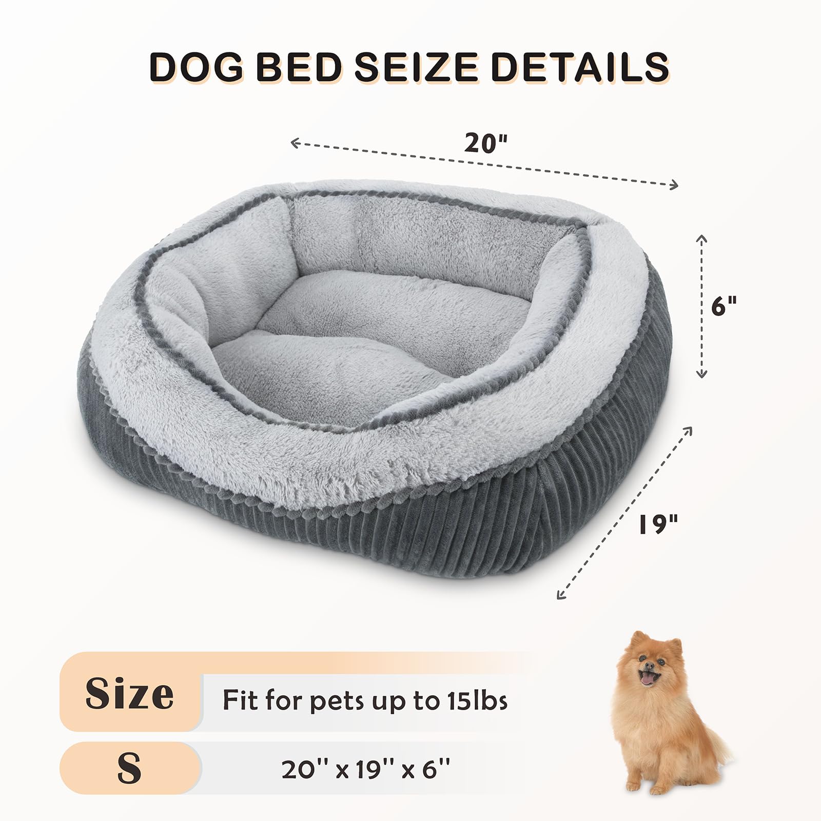 SIWA MARY dog bed with 100% PP cotton filling for soft cushioning