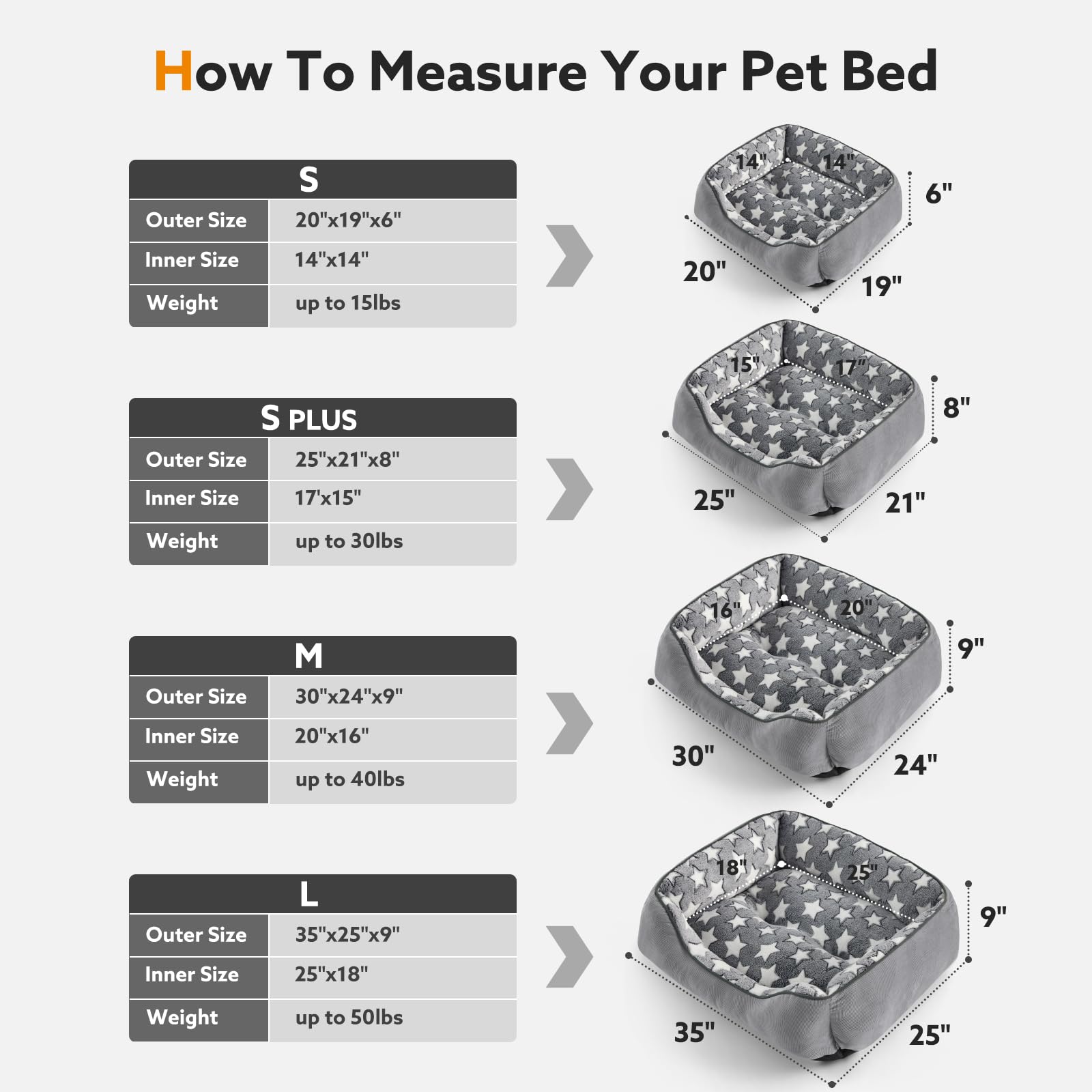 SIWA MARY dog bed size guide helps pick the right fit for pets up to 40 lbs.