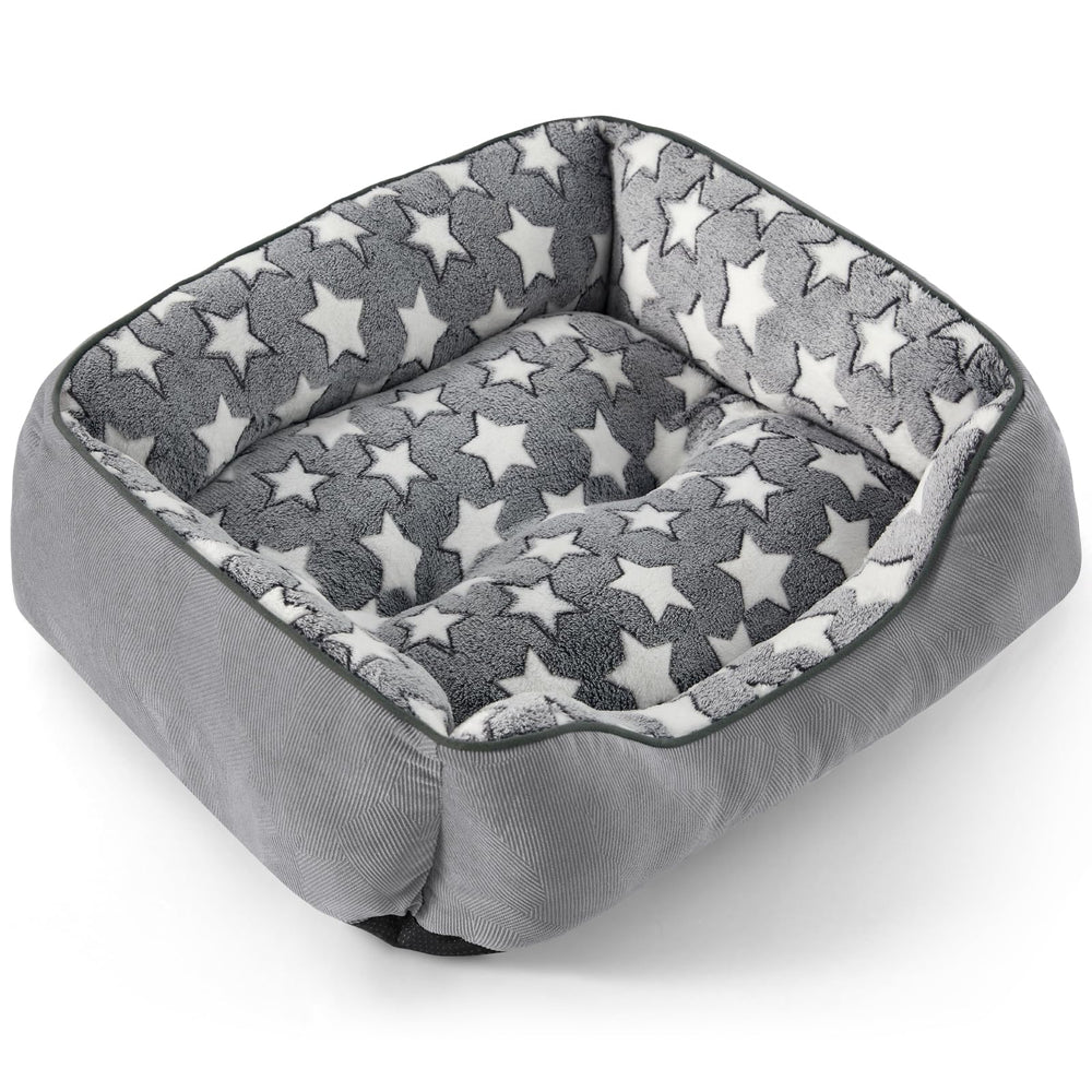 SIWA MARY rectangle dog bed with soft fluffy interior offers cozy warmth for small and medium dogs.