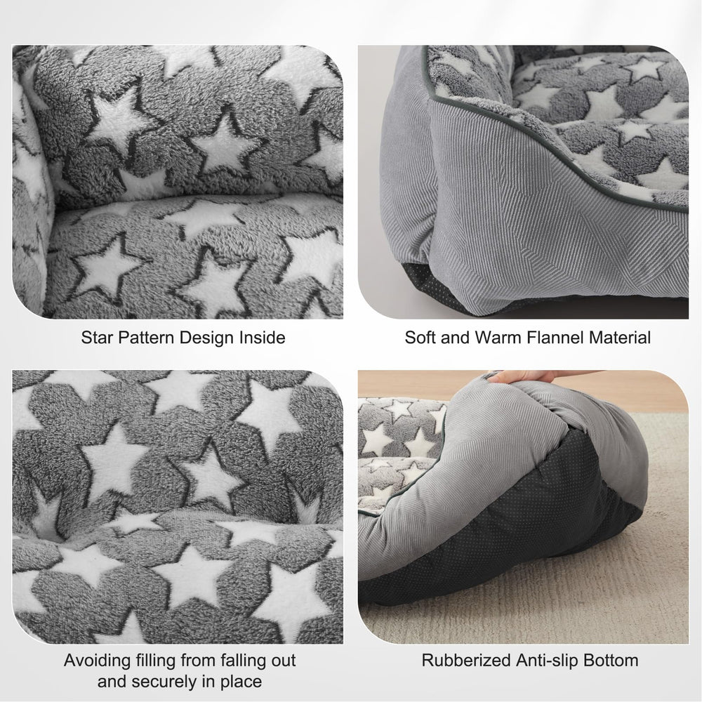 SIWA MARY rectangle dog bed in suede exterior combines durability and style.