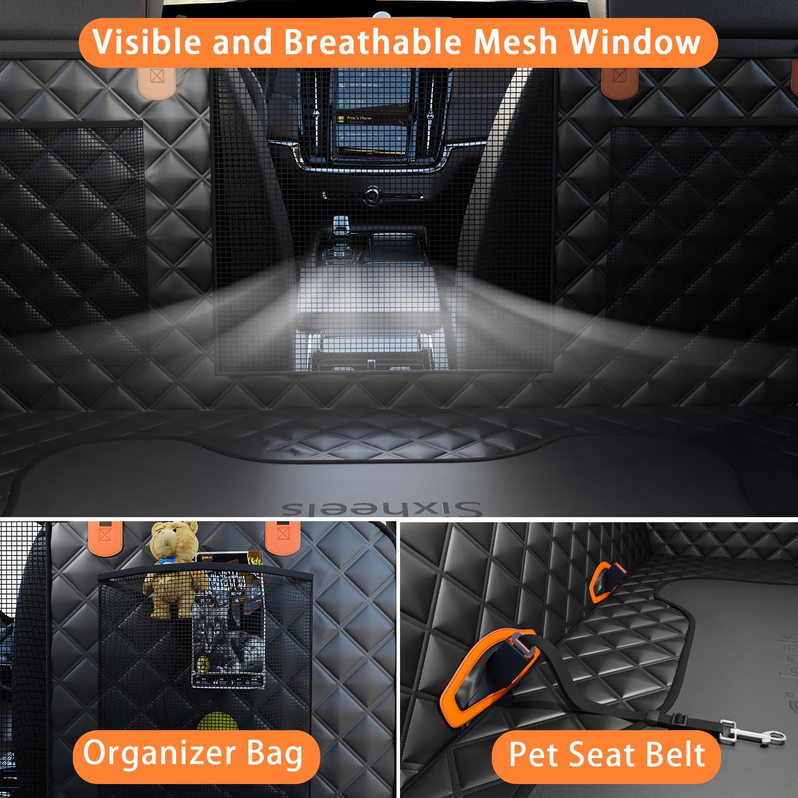 Sixheels foldable seat cover with storage bag for travel organization.