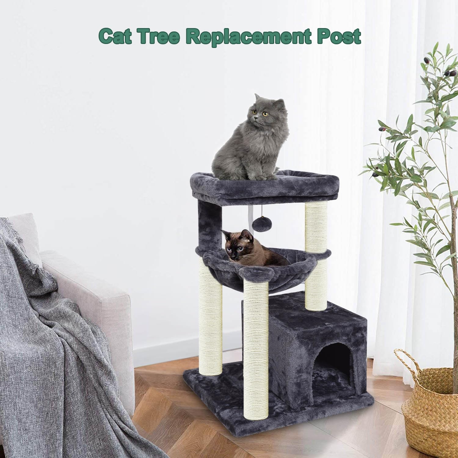 SIYIPURR natural sisal surface helps cats sharpen claws while protecting furniture.
