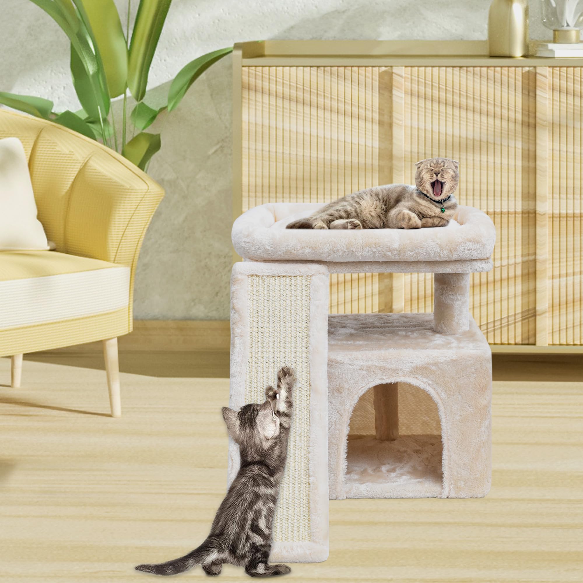 SIYIPURR small cat tree compact design fits apartments or travel spaces nicely.