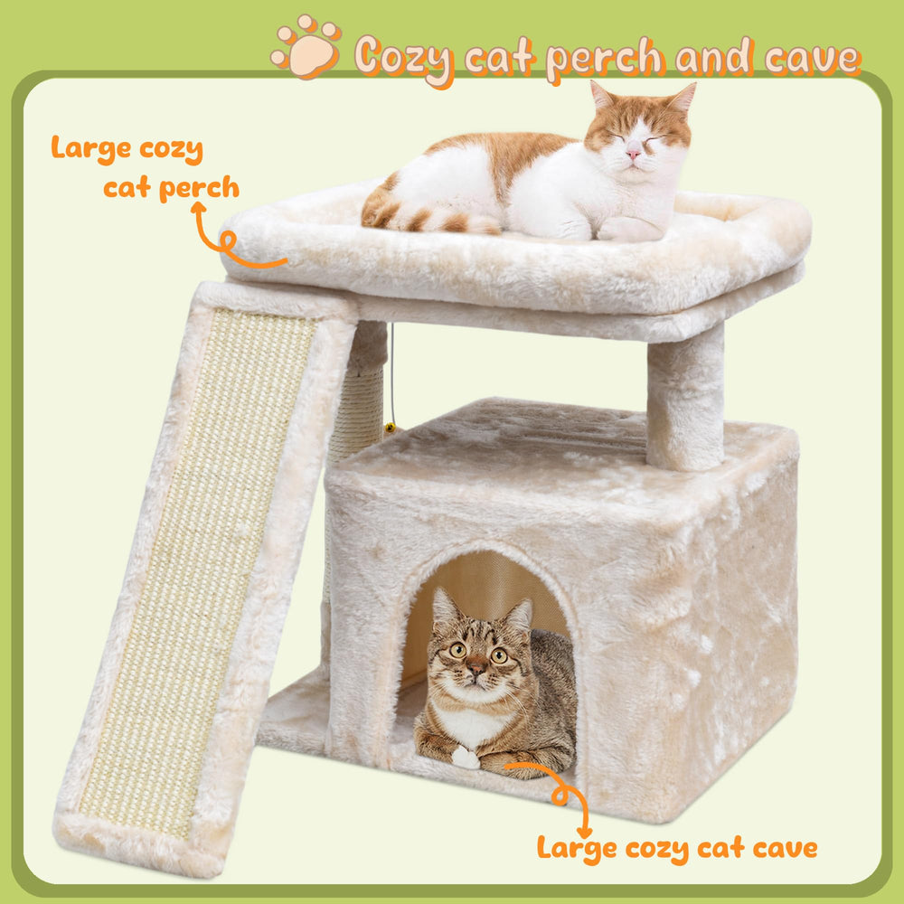 SIYIPURR cat tree perch and cozy condo provides a comfy nap spot and sun-watching perch.