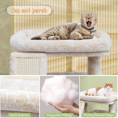 SIYIPURR cat tree wood base highlights sturdy construction for safe climbing and play.