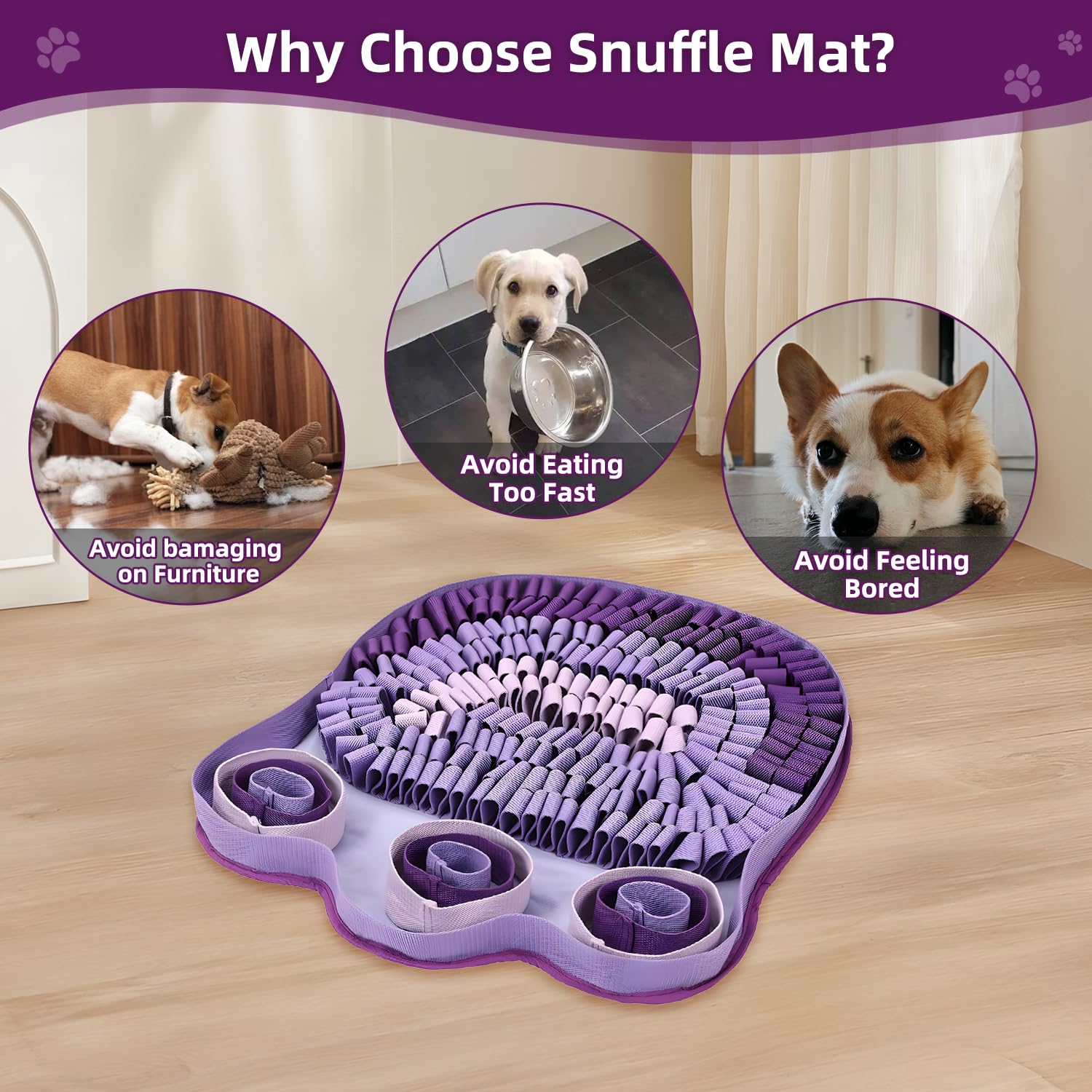 SJPNVUS snuffle mat non-slip base ensures stable indoor use