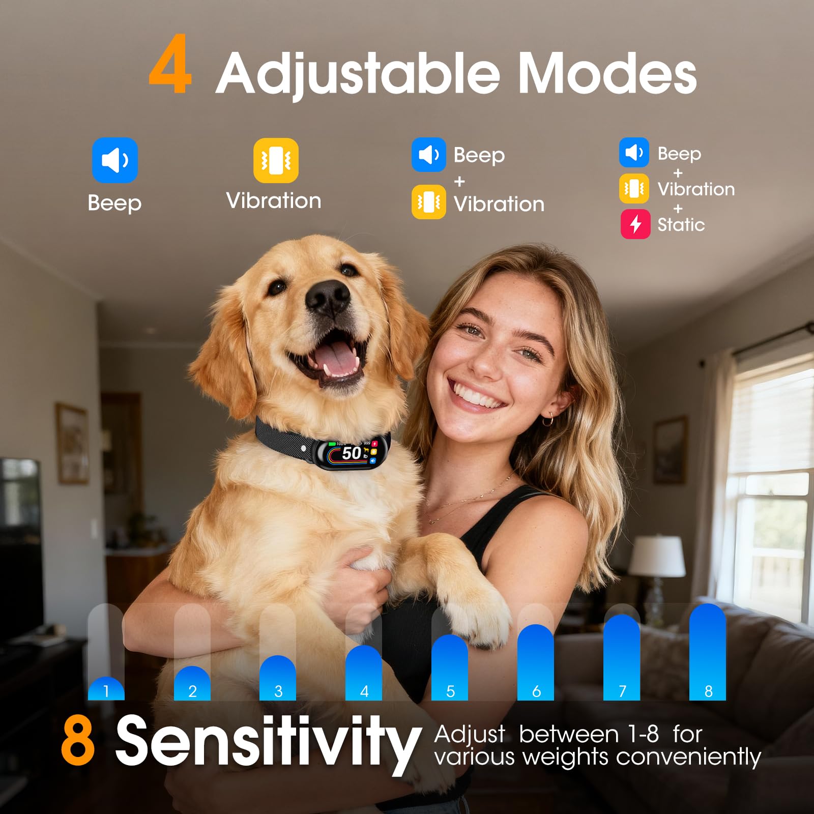 SKBAK four modes and eight levels provide versatile training options for dogs