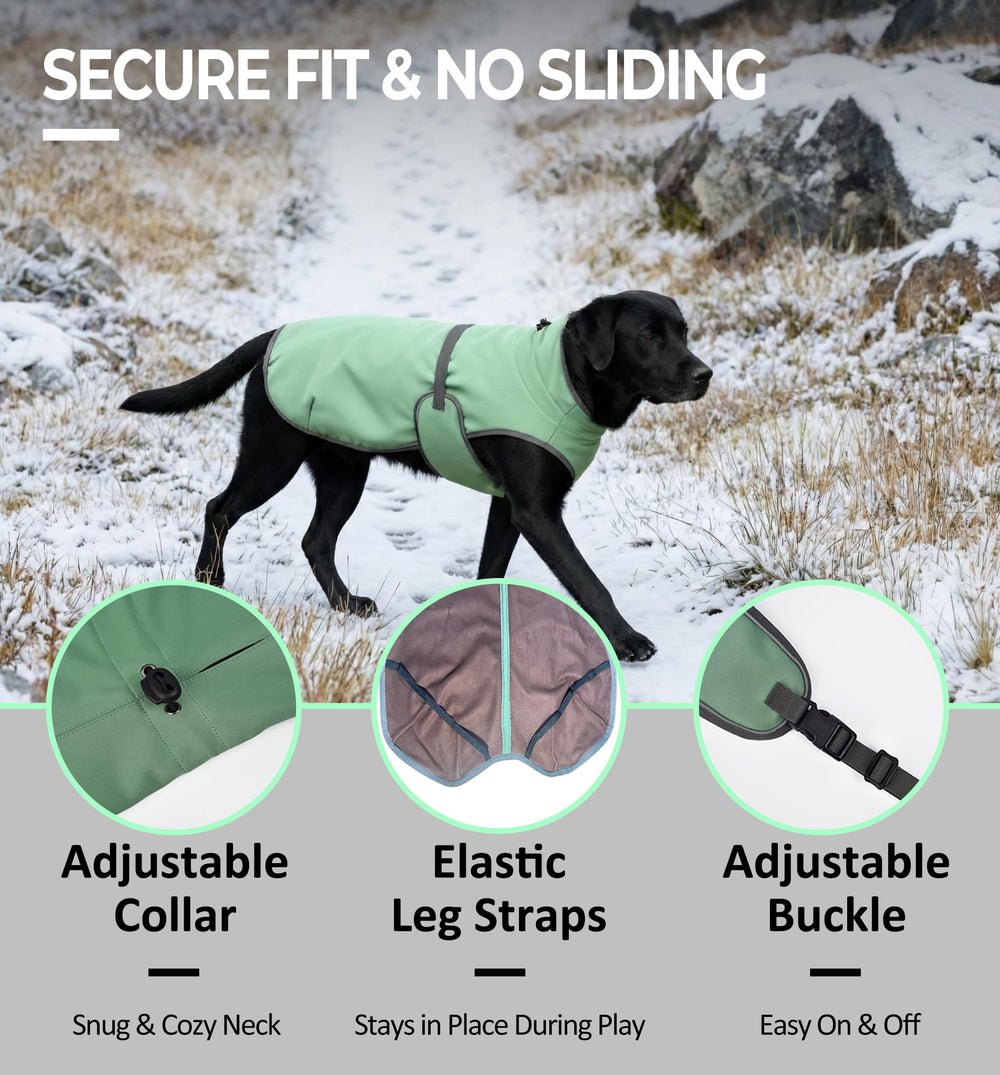 Skipgear Athletic Fit Dog Fleece Jacket adjustable neckline and belly strap for secure fit.