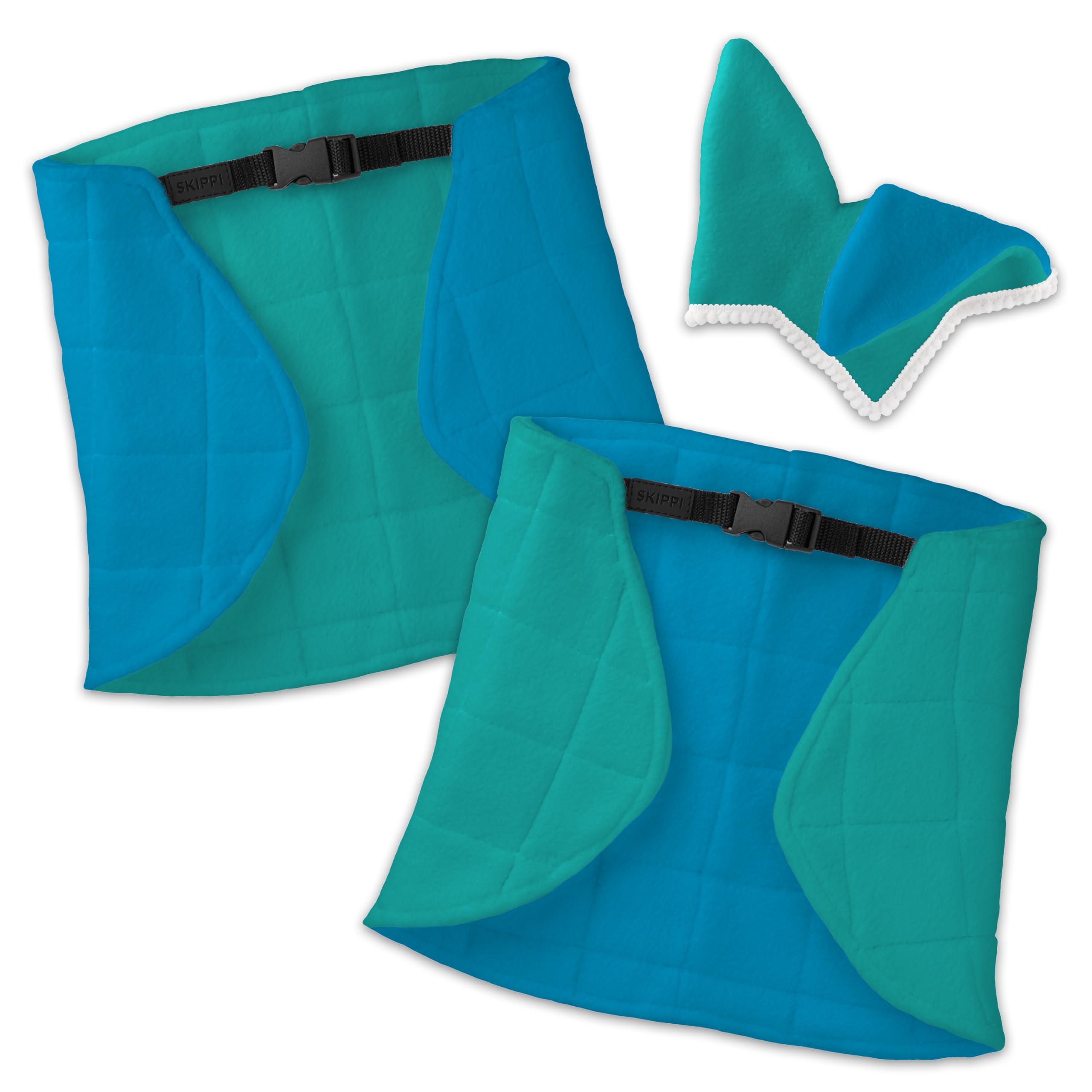 SKIPPI reversible blanket mint blue side detail showing two-color look for mood swaps