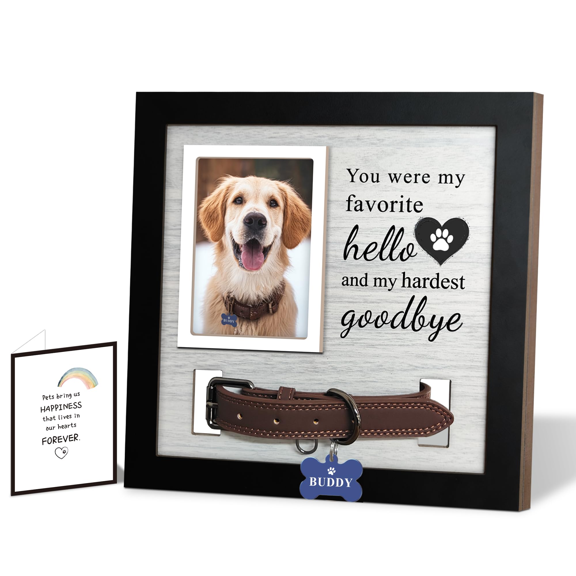 Skittypurr dog memorial frame with collar display preserves memories and keeps the collar secure.