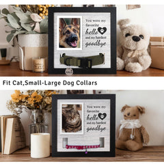 Skittypurr wooden frame 10.6-inch presents photos beside the beloved collar.