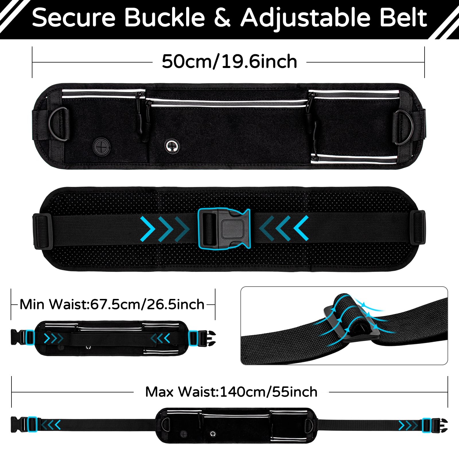 Skmeditec adjustable waist belt ensures comfortable, secure hands-free wear for different body sizes.