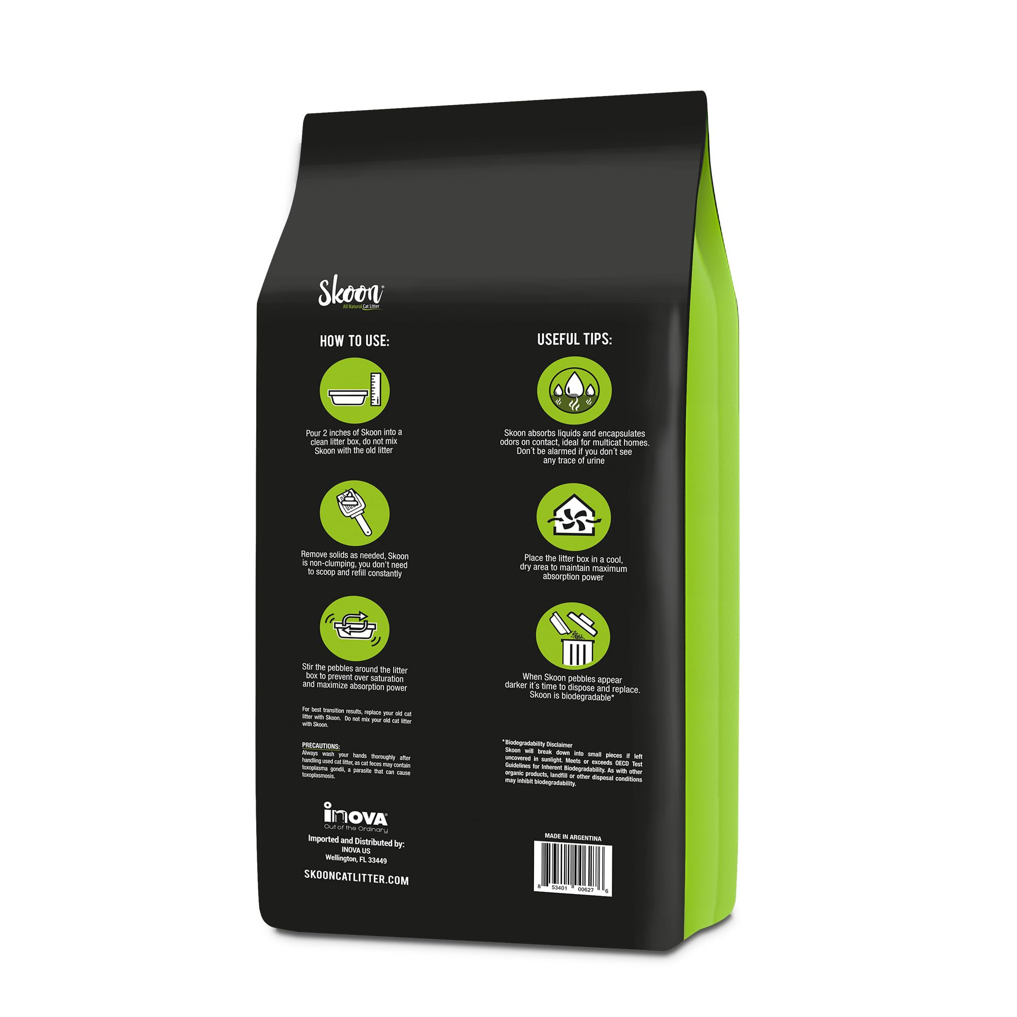 Skoon Cat Litter eco-friendly packaging highlighting lightweight, eco-conscious choice