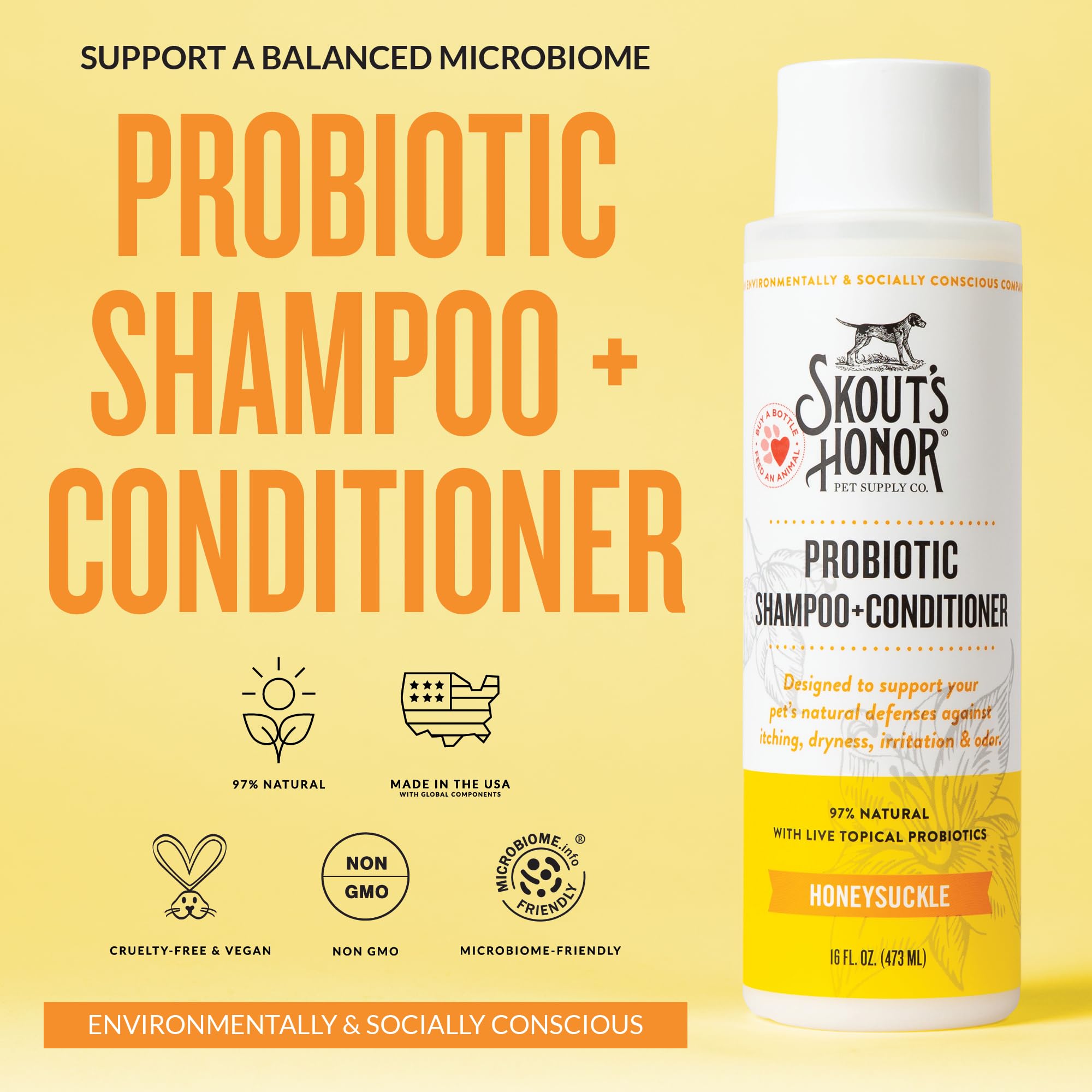 SKOUT'S HONOR acondicionador probiótico para perros con omega-3, pelo sedoso.