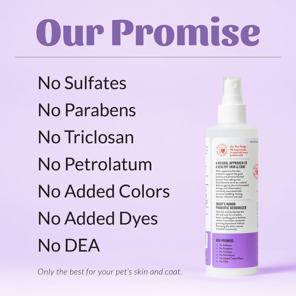 SKOUT'S HONOR daily-use spray shown for easy home grooming