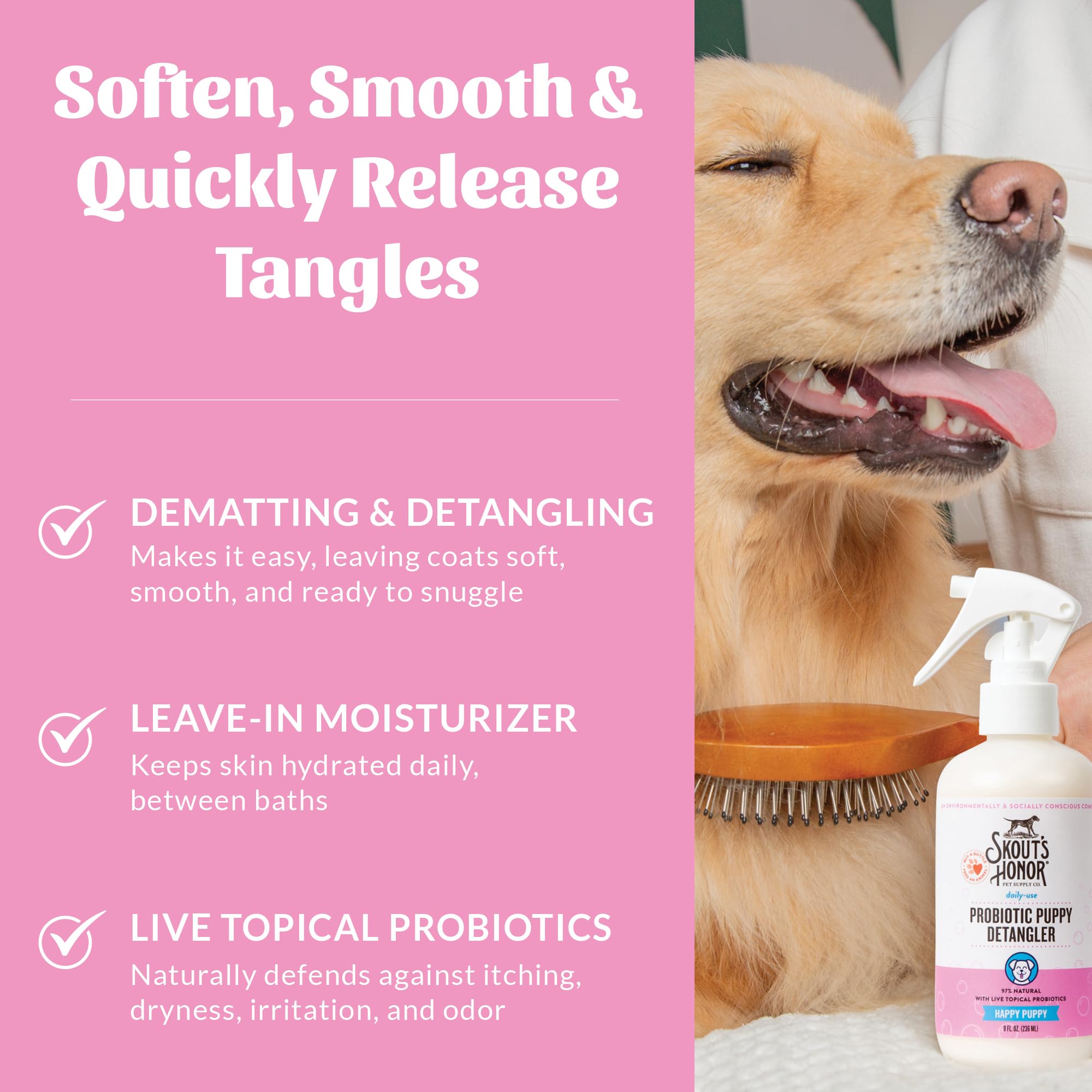 Skout's Honor detangler avocado oil ingredient — moisturizing skin and coat