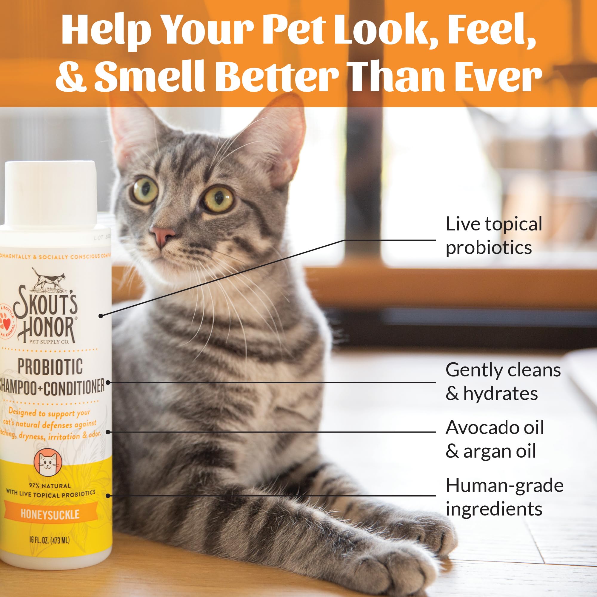 Skout's Honor paw pledge banner - supports an animal in need with every bottle.