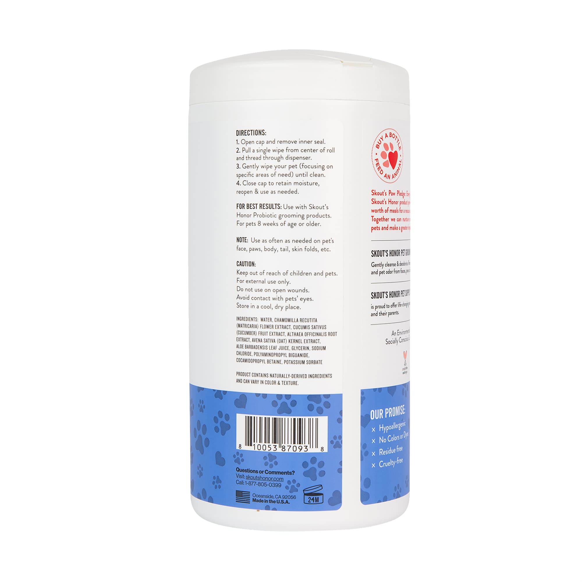 Skout's Honor pet grooming wipes for the face deliver fragrance-free gentle cleansing.