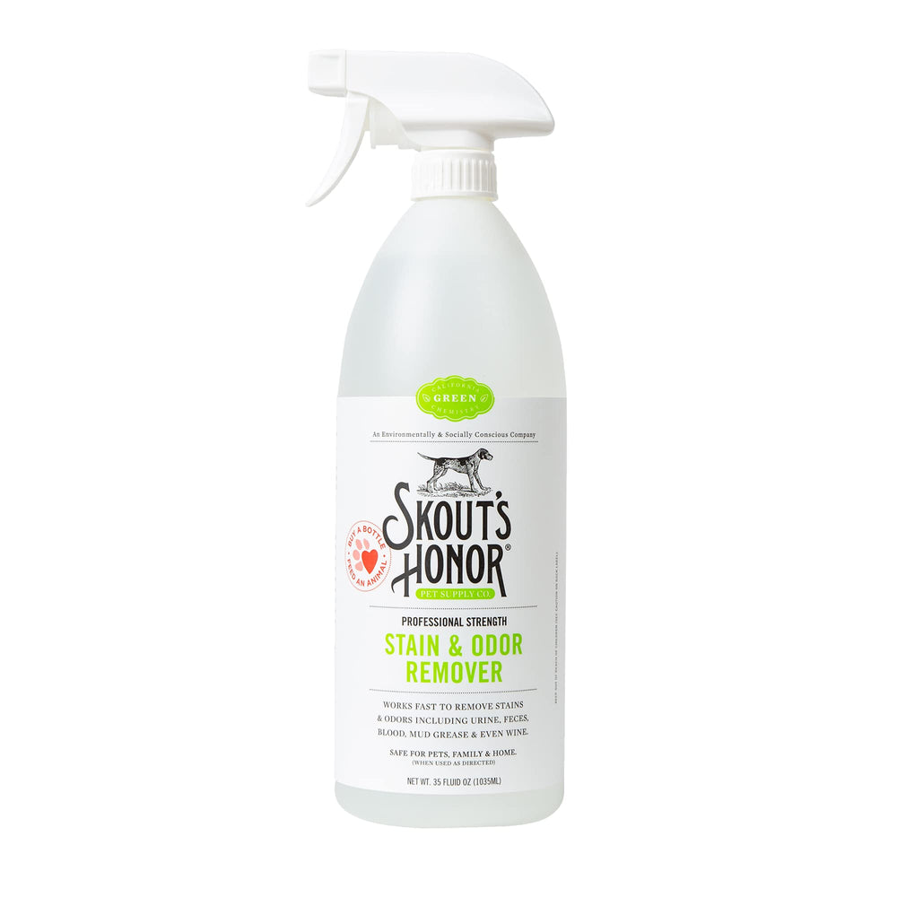 Skout's Honor pet stain odor remover bottle pour for easy carpet stain lifting