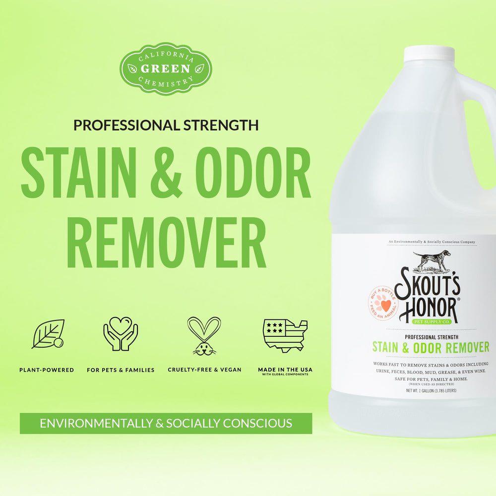 SKOUT'S HONOR bottle spray action targets tough odors in upholstery and fabric