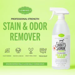 Skout's Honor pet stain odor remover spray targets upholstery odors quickly