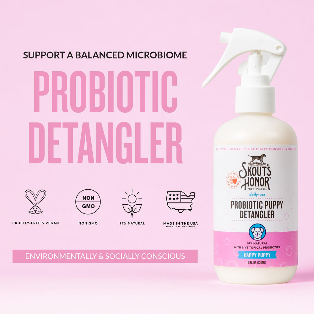 Skout's Honor probiotic detangler spray mist — quicker detangling for dogs