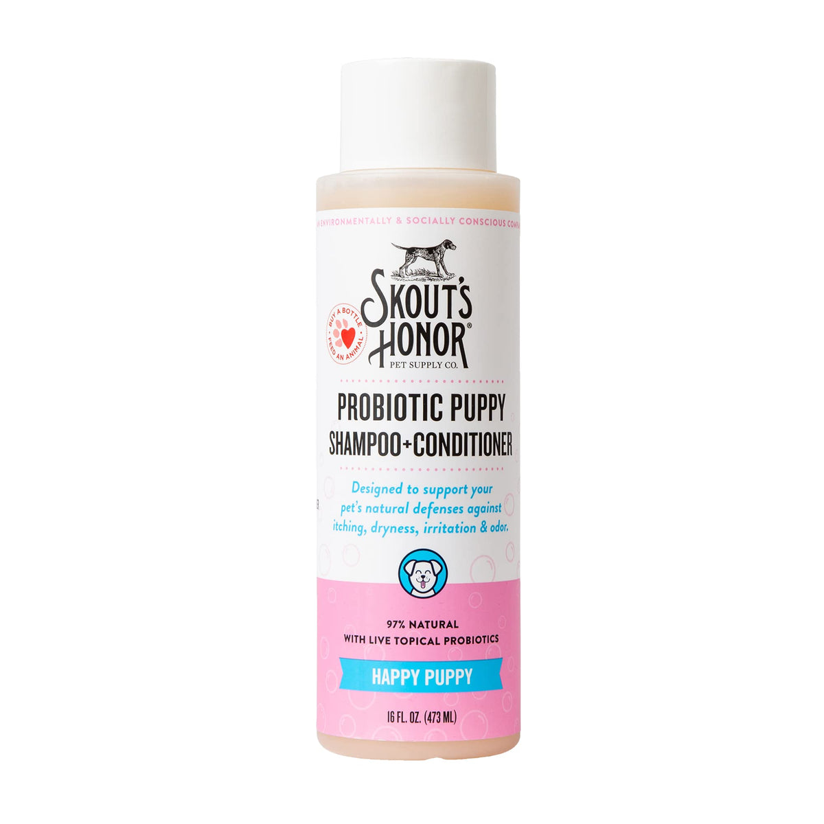 Skout's Honor probiotic dog shampoo avocado oil bottle enhances coat nourishment and hydration