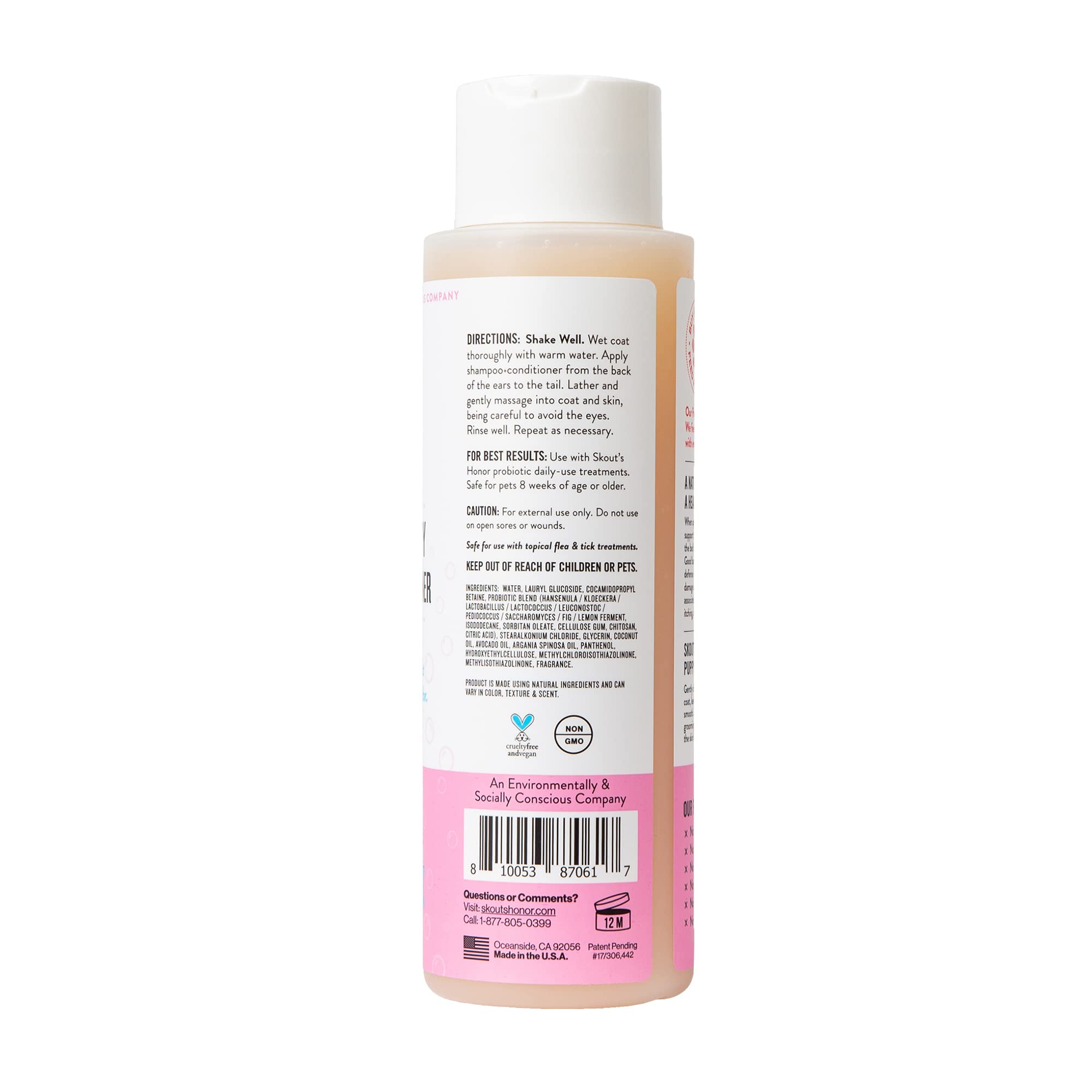 Skout's Honor probiotic dog shampoo avocado-oil-ingredient-detail highlights natural nourishment for sensitive skin