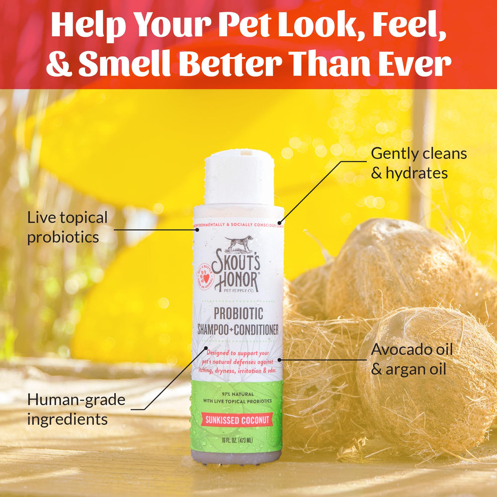 Skout's Honor probiotic dog shampoo coat becomes silky after washing