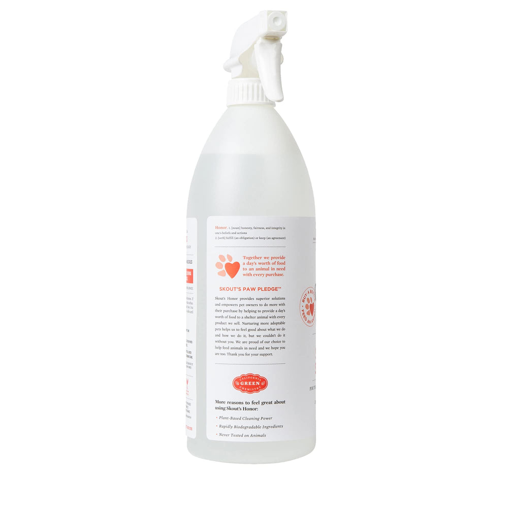 SKOUT'S HONOR Severe Mess Odor Remover applied to a carpet spot