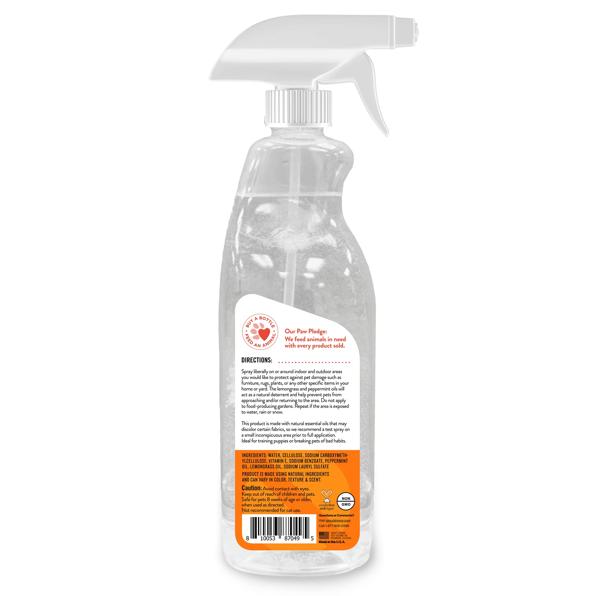 Stay Off spray action shows easy application for dog deterrence near doors or furniture