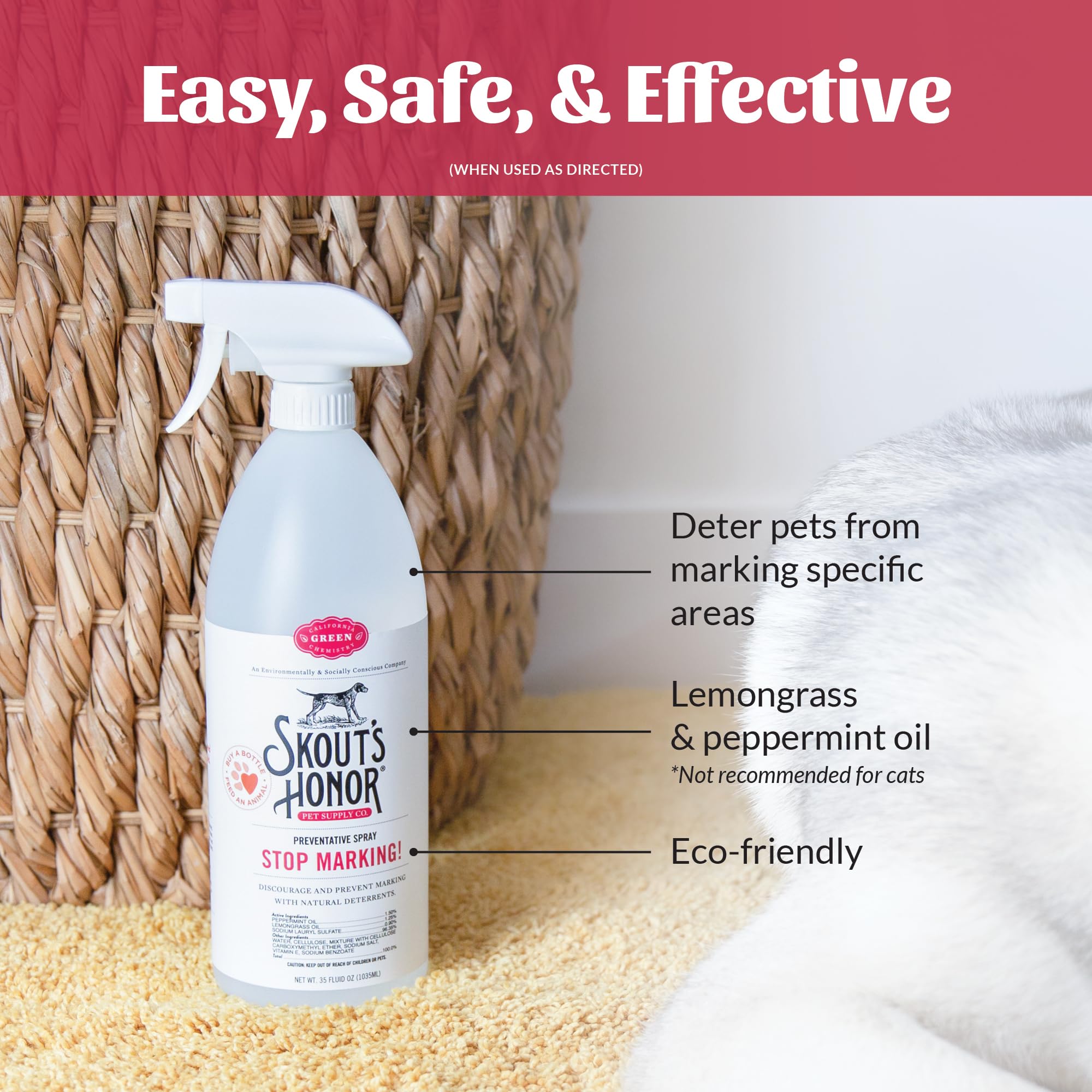 Skout's Honor Stop Marking ingredients show lemongrass and peppermint oils.