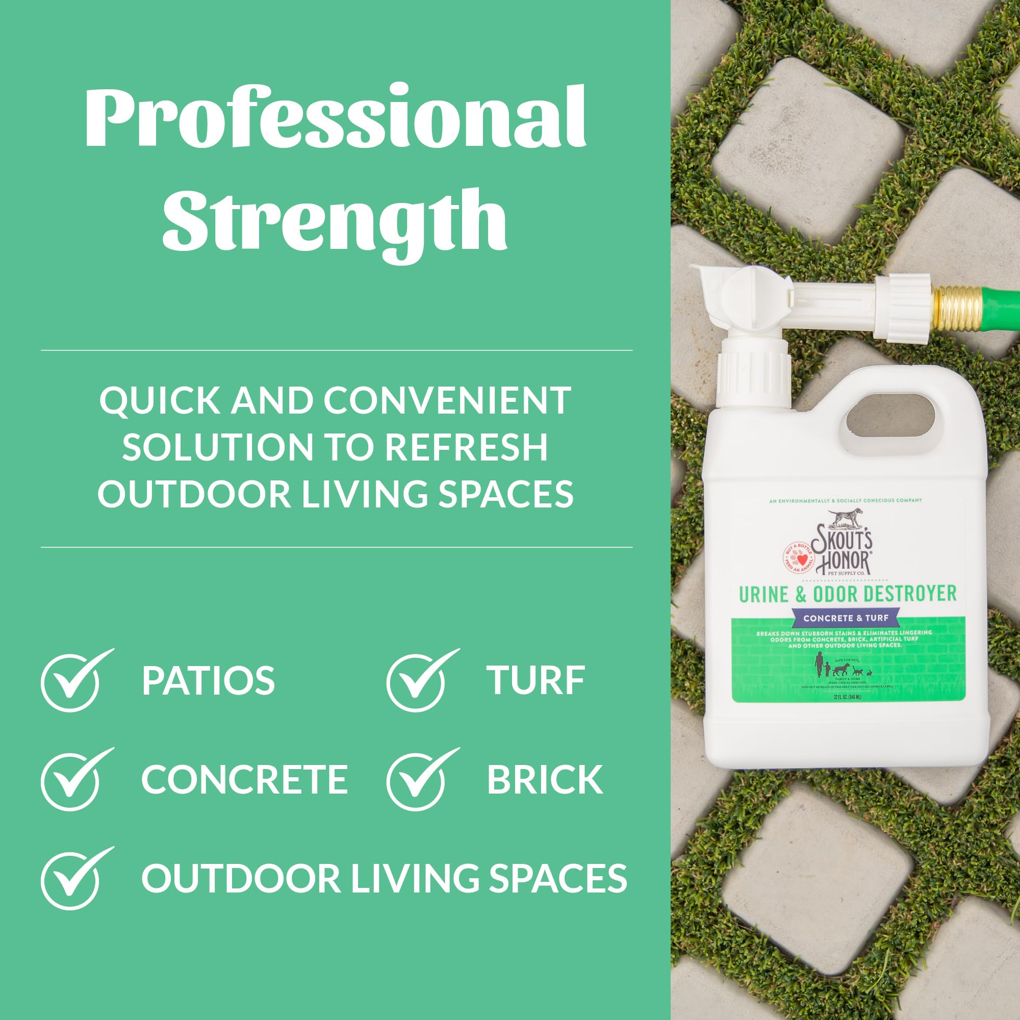 SKOUT'S HONOR urine destroyer concrete stain removal after application demonstrates deep-clean results.
