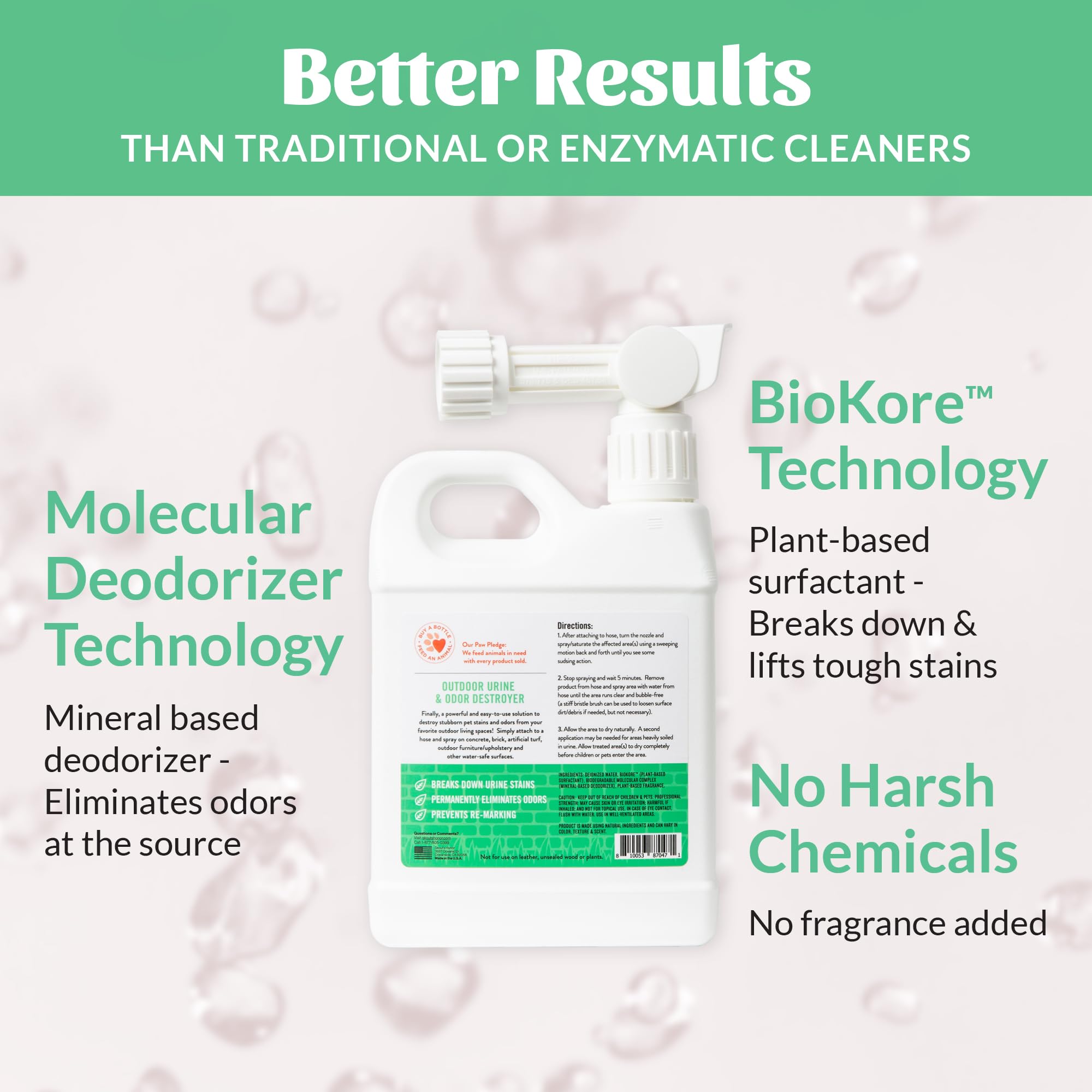SKOUT'S HONOR urine destroyer on turf cleans and refreshes outdoor grass areas.