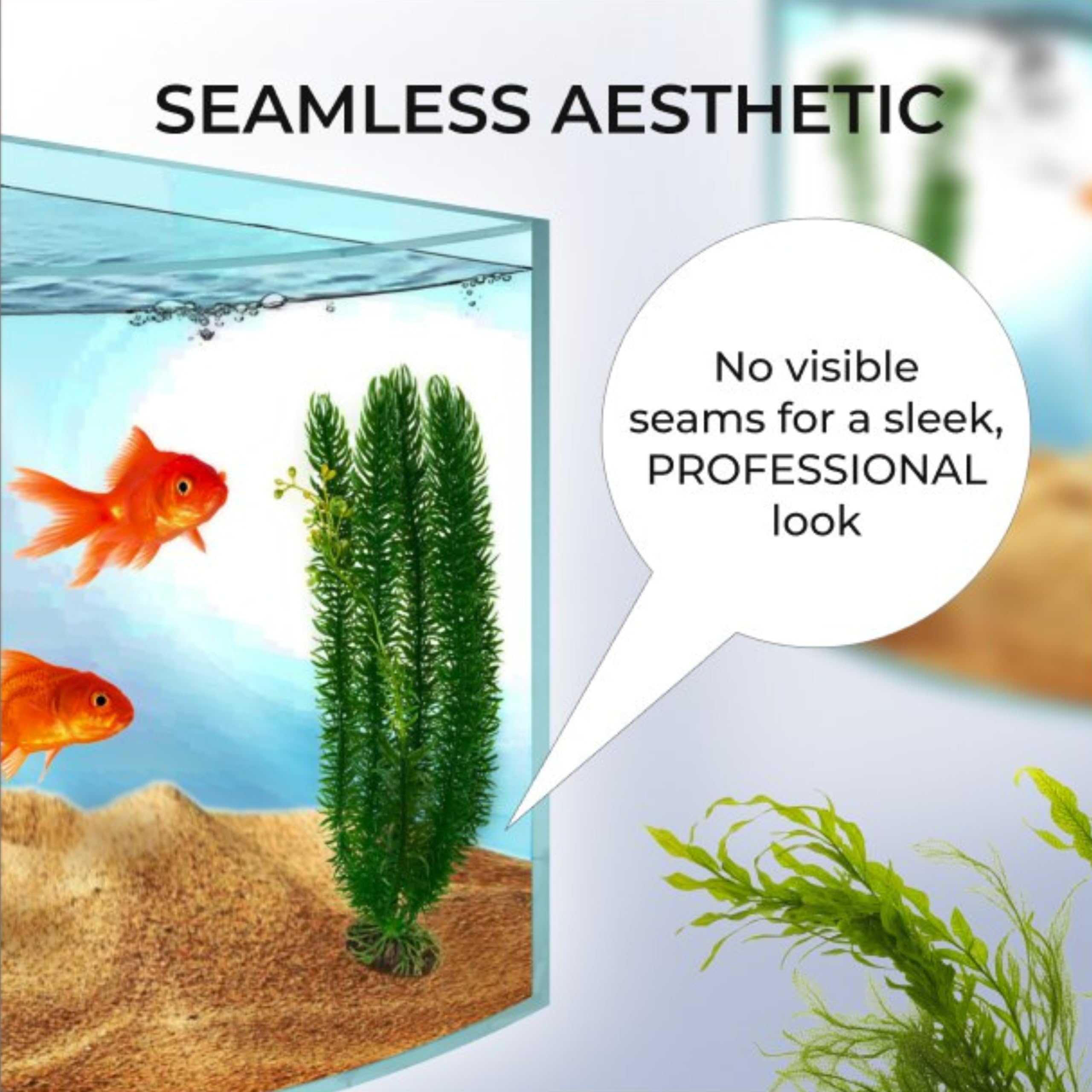 Skywin Corner Fish Tank scratches image emphasizes easy-clean, scratch-resistant acrylic maintenance.