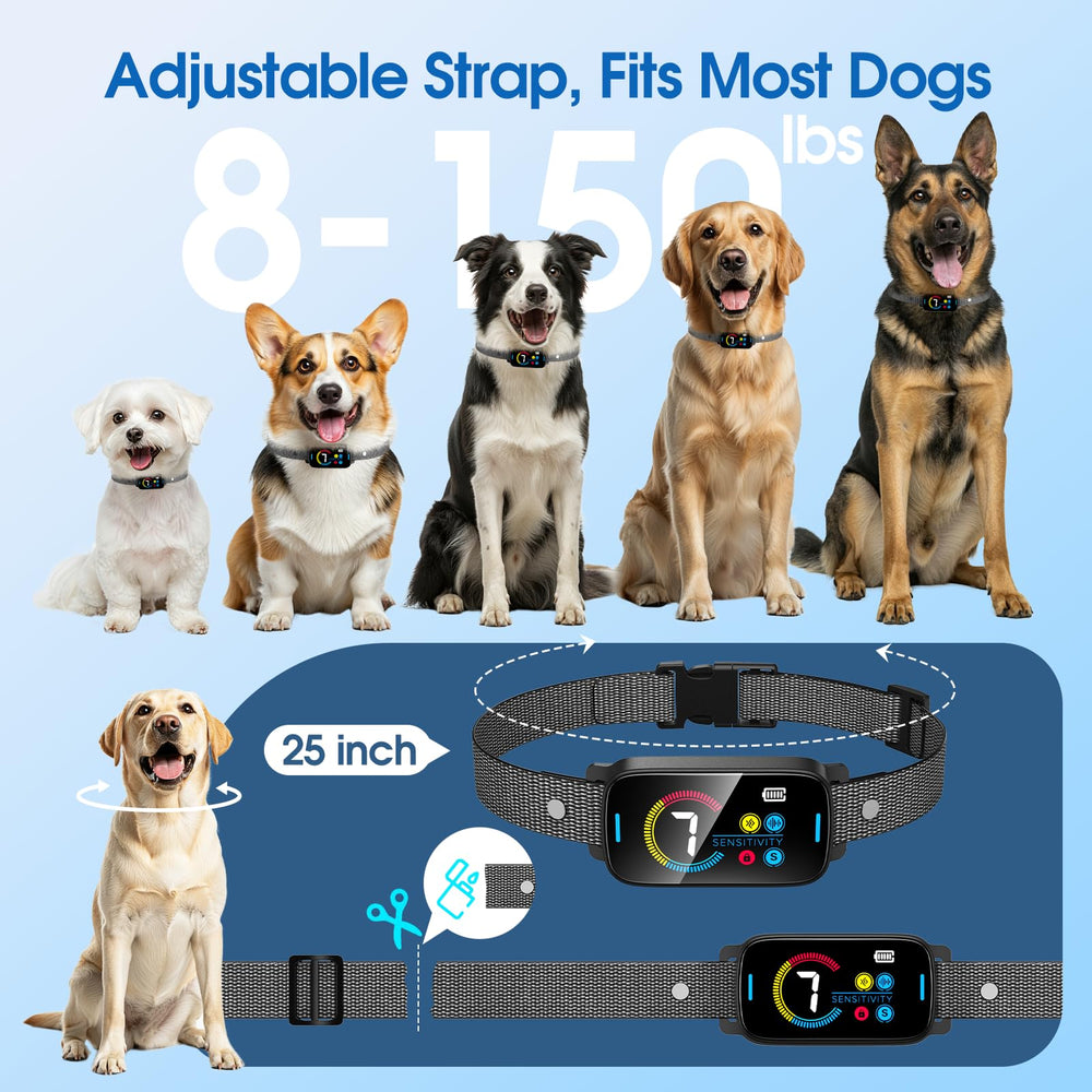 SLAYKAM ultrasonic bark collar packaging includes rechargeable battery and quick-start guide.